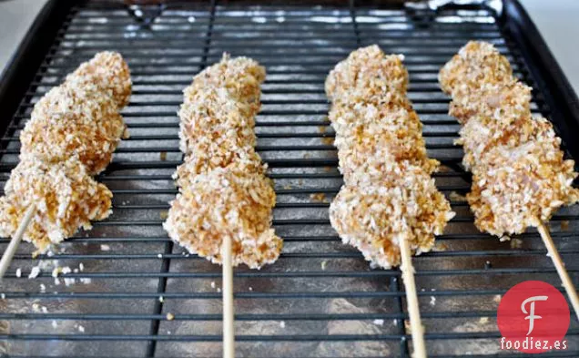 Brochetas De Pollo Crujientes Con Salsa De Barbacoa De Miel Casera