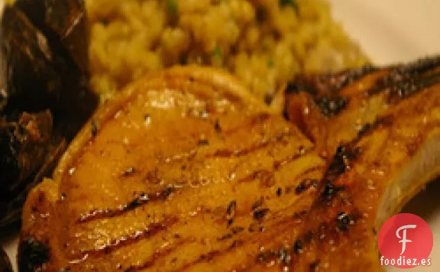 Chuletas de Cerdo Con Miel Y Ajo