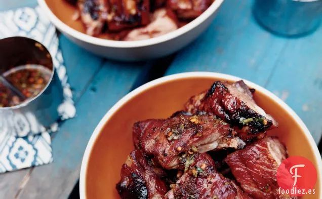 Costillas de Bebé Glaseadas con Miel con Escabeche de Whisky