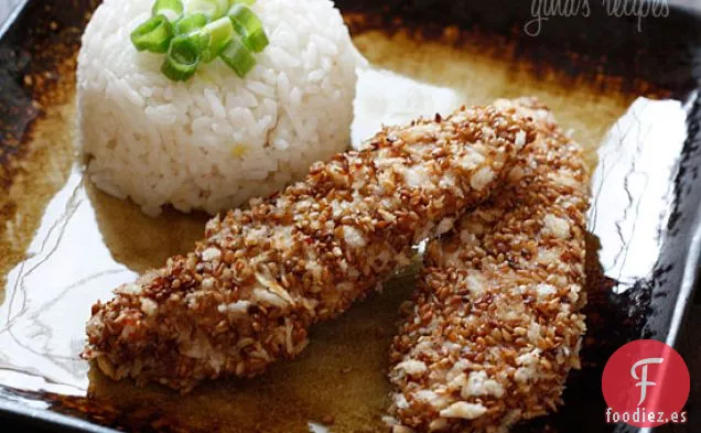 Platos De Pollo Al Horno Con Incrustaciones De Sésamo
