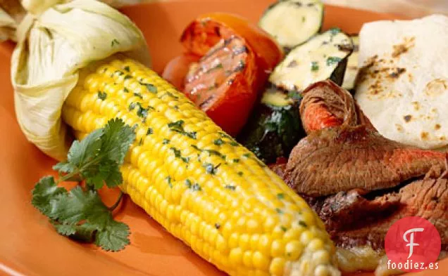 Verduras a la Parrilla con Mantequilla de Cilantro