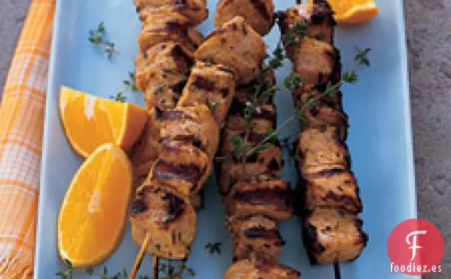 Pinchos De Cerdo Con Naranja Y Tomillo