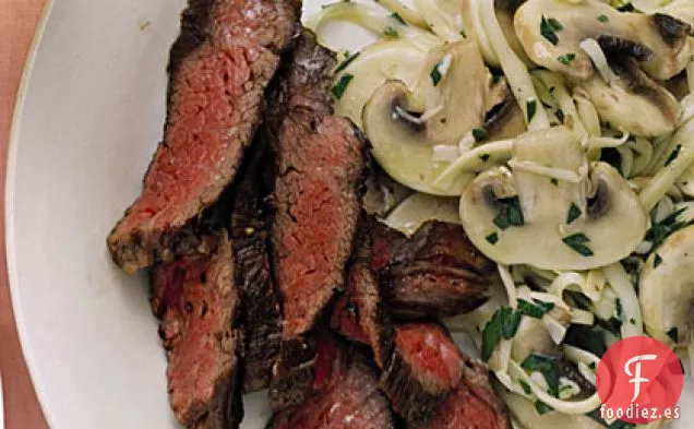 Filete de Falda Chamuscado con Ensalada de Champiñones