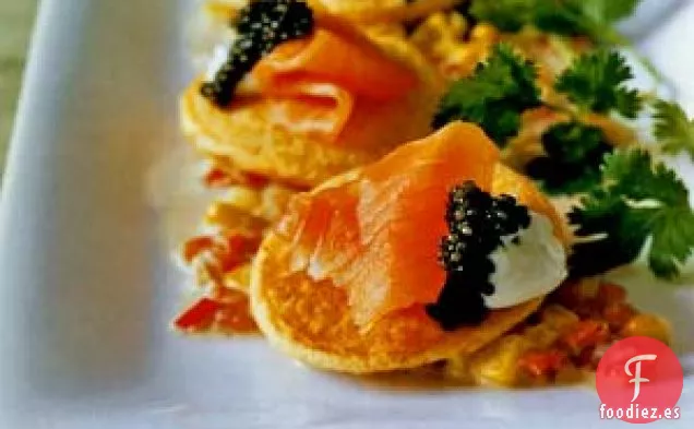 Tortitas De Pimiento Rojo Con Maíz Y Caviar