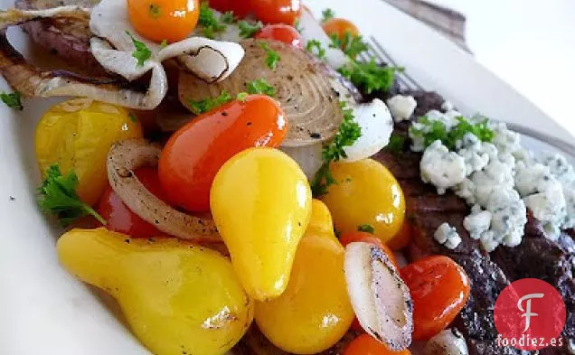 Bistec De Flanco Balsámico Con Queso Azul