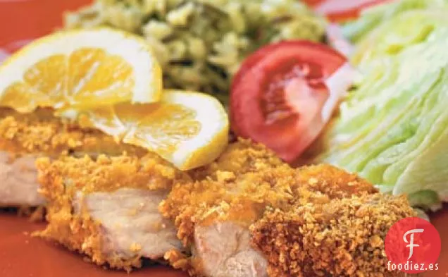 Chuletas de Cerdo Recubiertas de Copos de Maíz