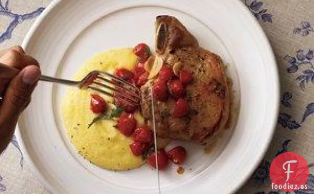 Chuletas De Cerdo Asadas Con Polenta