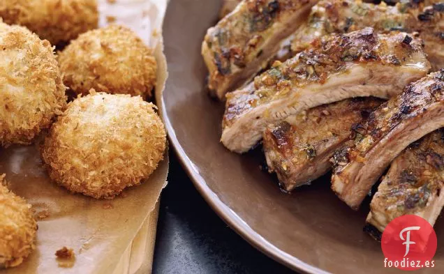Costillas de Bebé Asiáticas con Champiñones con Costra de Panko