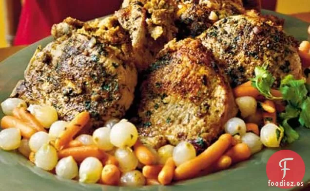 Chuletas de Cerdo Rellenas De Manzana y Salvia