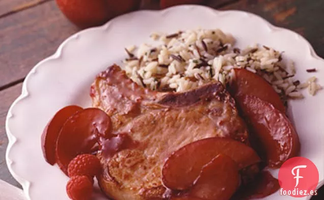 Chuletas de Cerdo a la frambuesa y ciruela
