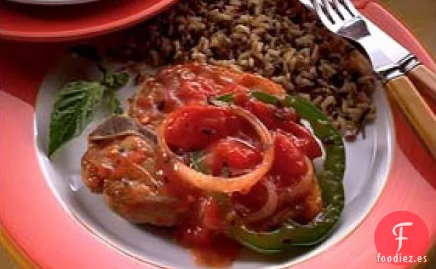 Chuletas de Cerdo con Tomate y Albahaca