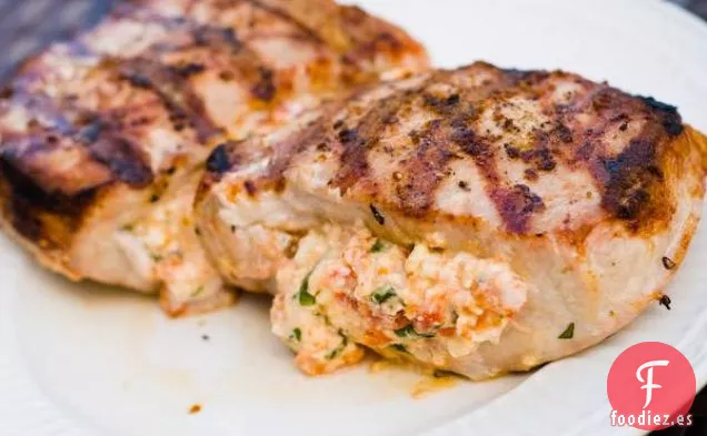 Chuletas de Cerdo Griegas Rellenas