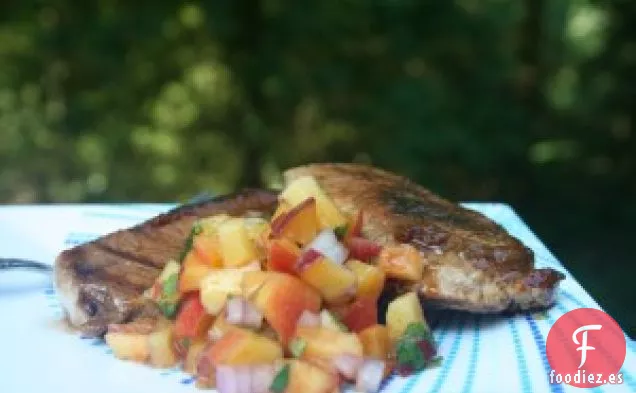 Carne De Cerdo Glaseada Con Salsa De Melocotón