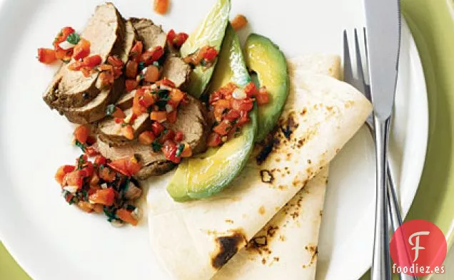 Solomillo de Cerdo con Pimienta y Salsa de Tomate y Menta