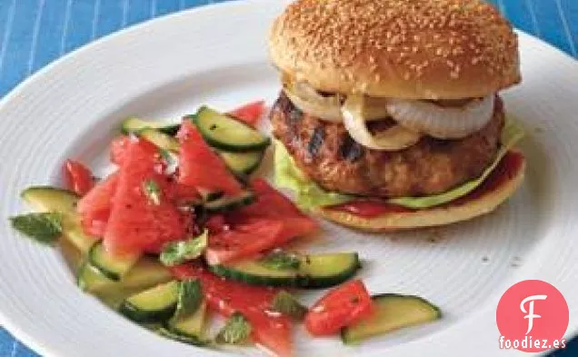 Hamburguesas De Cerdo Asiáticas Con Sandía Acuñada