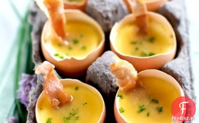 Crema De Tocino Y Huevos Con Infusión De Trufa Y Jamón Crujiente