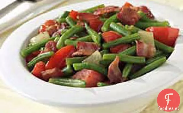 Sartén de Judías Verdes, Tomates y Tocino