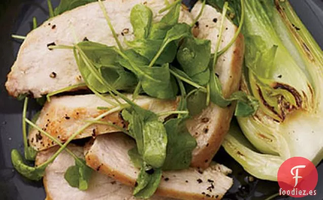 Pollo Glaseado con Mostaza con Rúcula y Col China