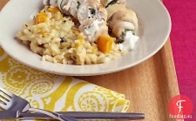 Rollitos De Pollo Con Queso De Cabra Y Rúcula