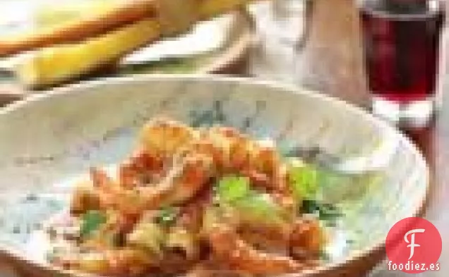 Pasta Siciliana Con Crema De Camarones y Almendras
