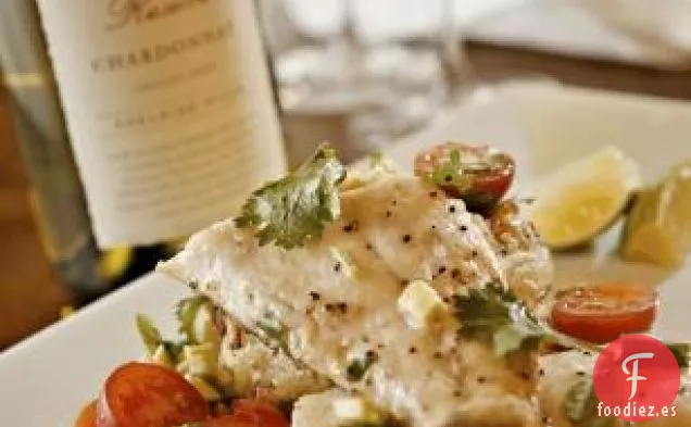 Lubina De la Costa De Fylde Con Chardonnay De Jacob's Creek Reserve