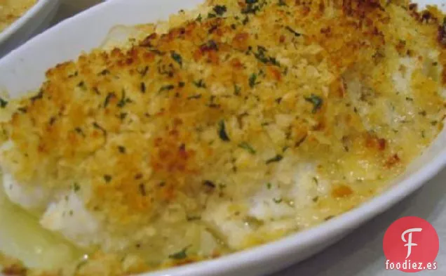 Scrod Al Horno Con Migas De Panko De Hierbas De Limón