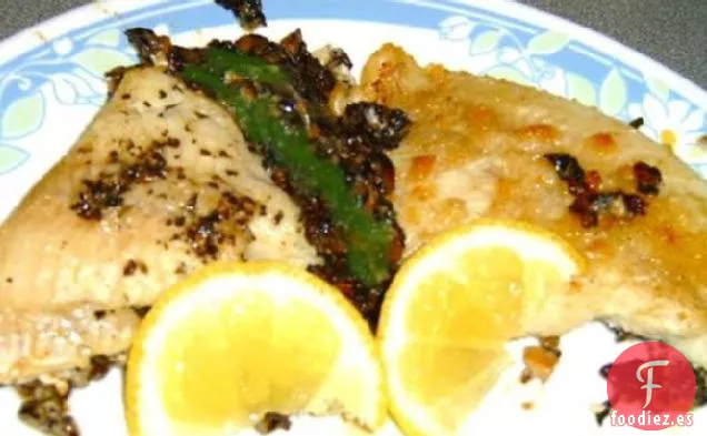 Bagre Con Relleno de Champiñones y Espinacas