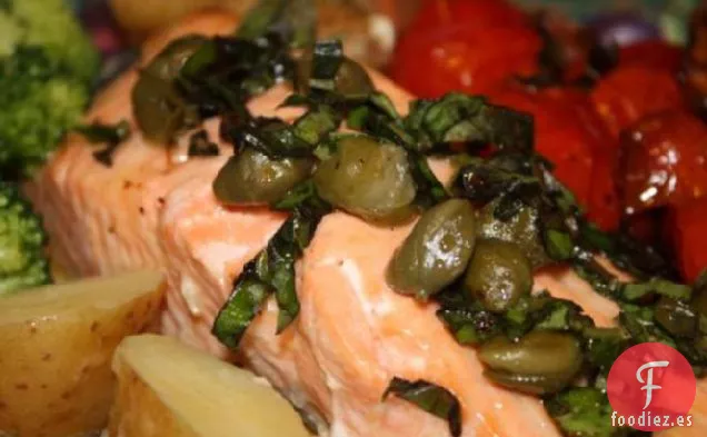 Salmón Al Horno Con Salsa De Alcaparras