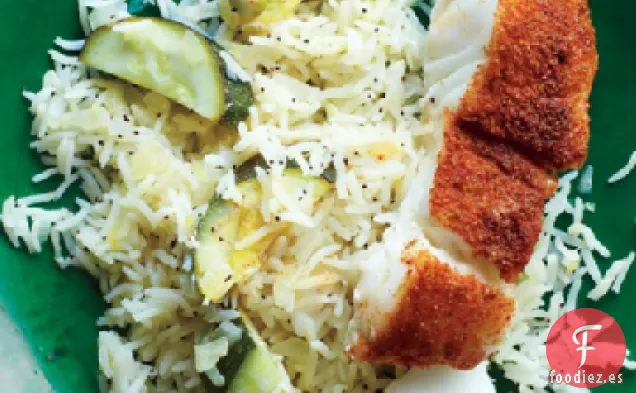Pescado Frotado con Especias con Arroz a Limón