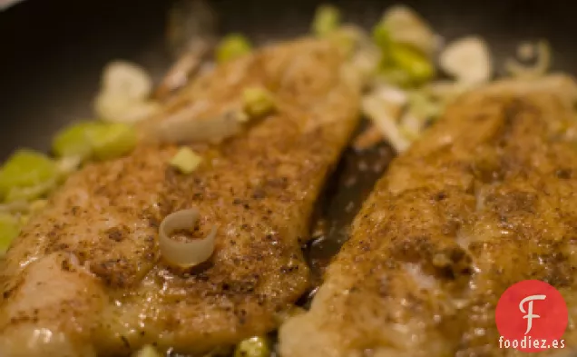 Pescado con Puerros Cremosos