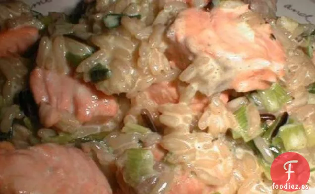 Salmón ligeramente al curry y Arroz (todo en uno)