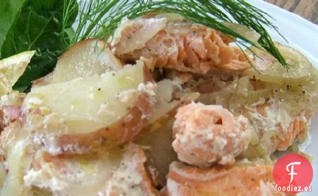 Sabroso Salmón, el Hinojo y el Gratin de Patatas Dauphinoise