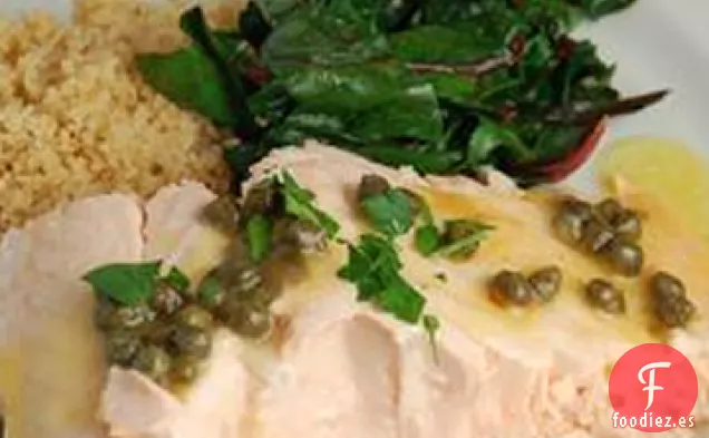 Piccata de Salmón de Alaska Escalfado en Sartén