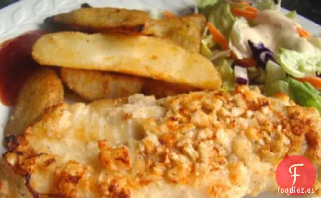 Pescado Crujiente con Patatas Fritas Bajas en Grasa