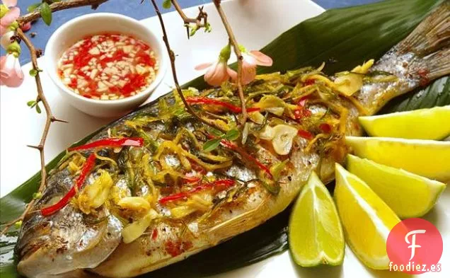 Dorada con Cebolletas y Jengibre