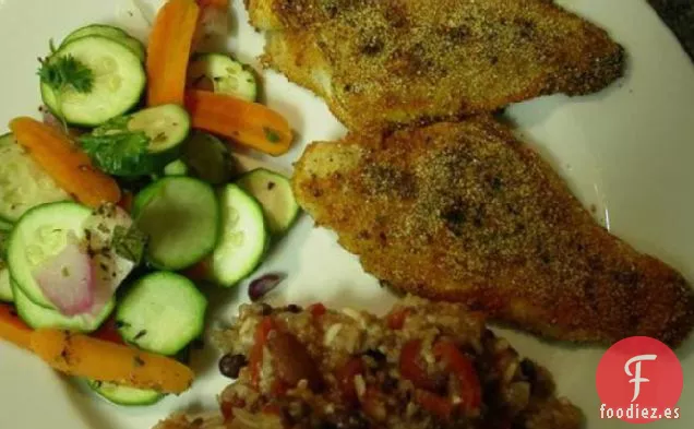 Bagre con costra de harina de maíz picante