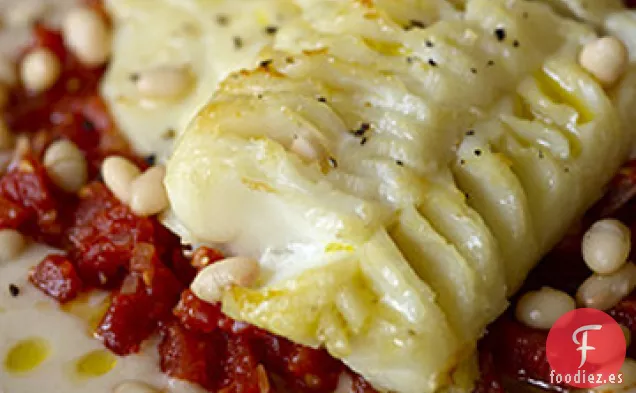 Bacalao Asado con Frijoles Blancos, Tomate y Aceite de Trufa Receta