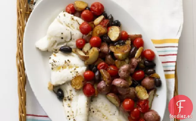 Bacalao Asado con Patatas y Aceitunas
