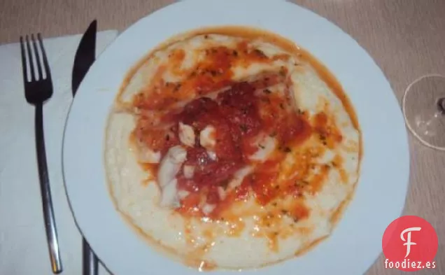 Bacalao Asado y Tomates Con Albahaca y Vino Blanco