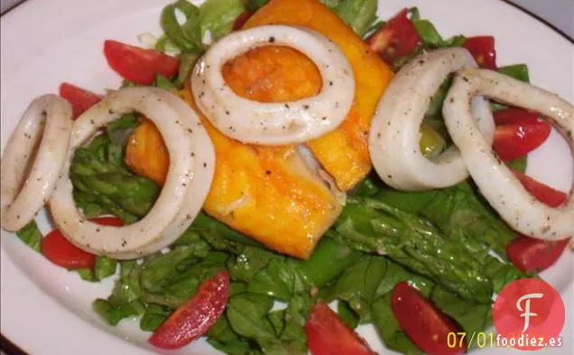 Bacalao Ahumado en Cama y Calamares