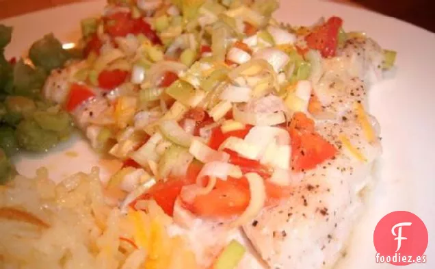 Bacalao Con Tomates Cherry y Cebolletas