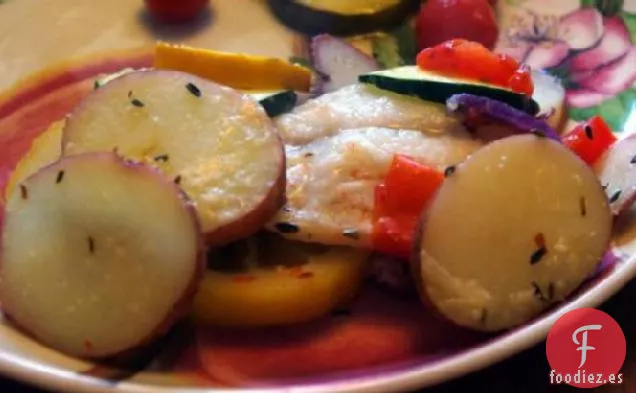 Eglefino Con Verduras Frescas De Verano