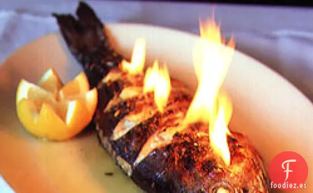 Lubina Rayada Al Horno Con Hinojo Y Pernod