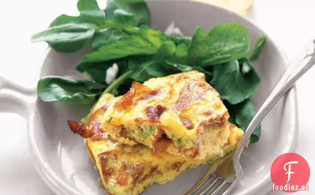 Jamón Crujiente y Frittata de Cebolleta