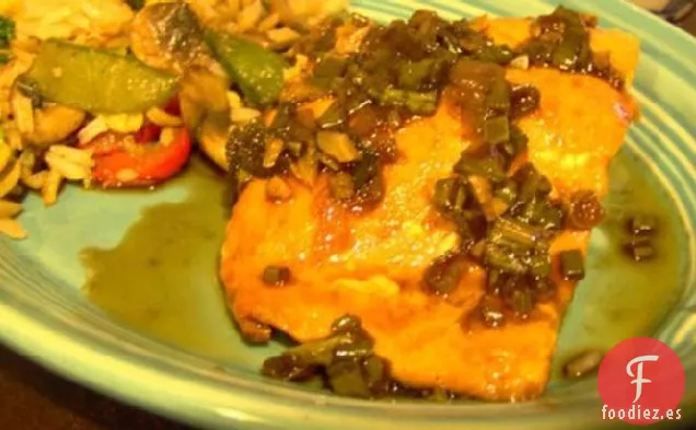 Filetes de Salmón a la Parrilla de Naranja y Bourbon