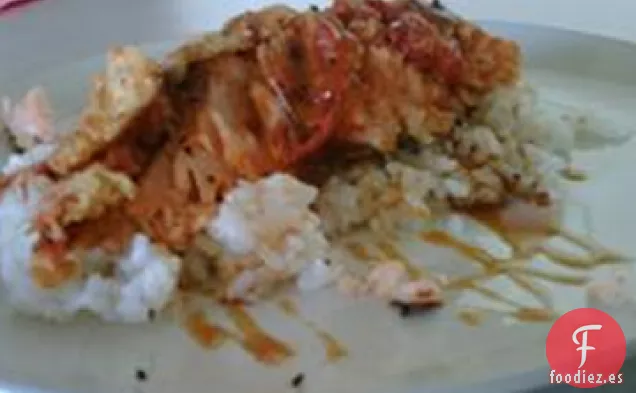 Salmón, Arroz y Tomates Fritos