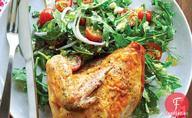 Pollo Asado con Ensalada de Tomate de Rúcula