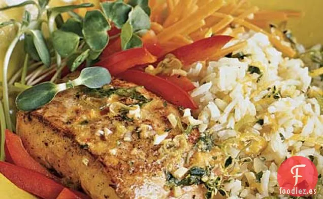 Salmón crujiente glaseado de Naranja