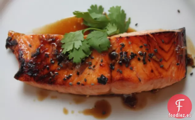Salmón Al Horno Con Miel Y Jengibre Con Arroz Jazmín