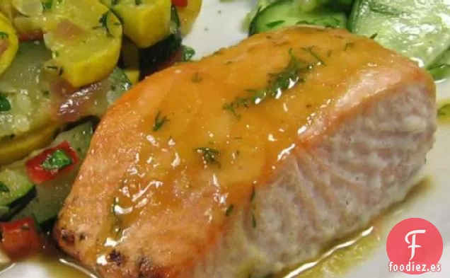 Salmón Asado Con Glaseado De Mostaza Dulce Y Caliente-Robin Miller